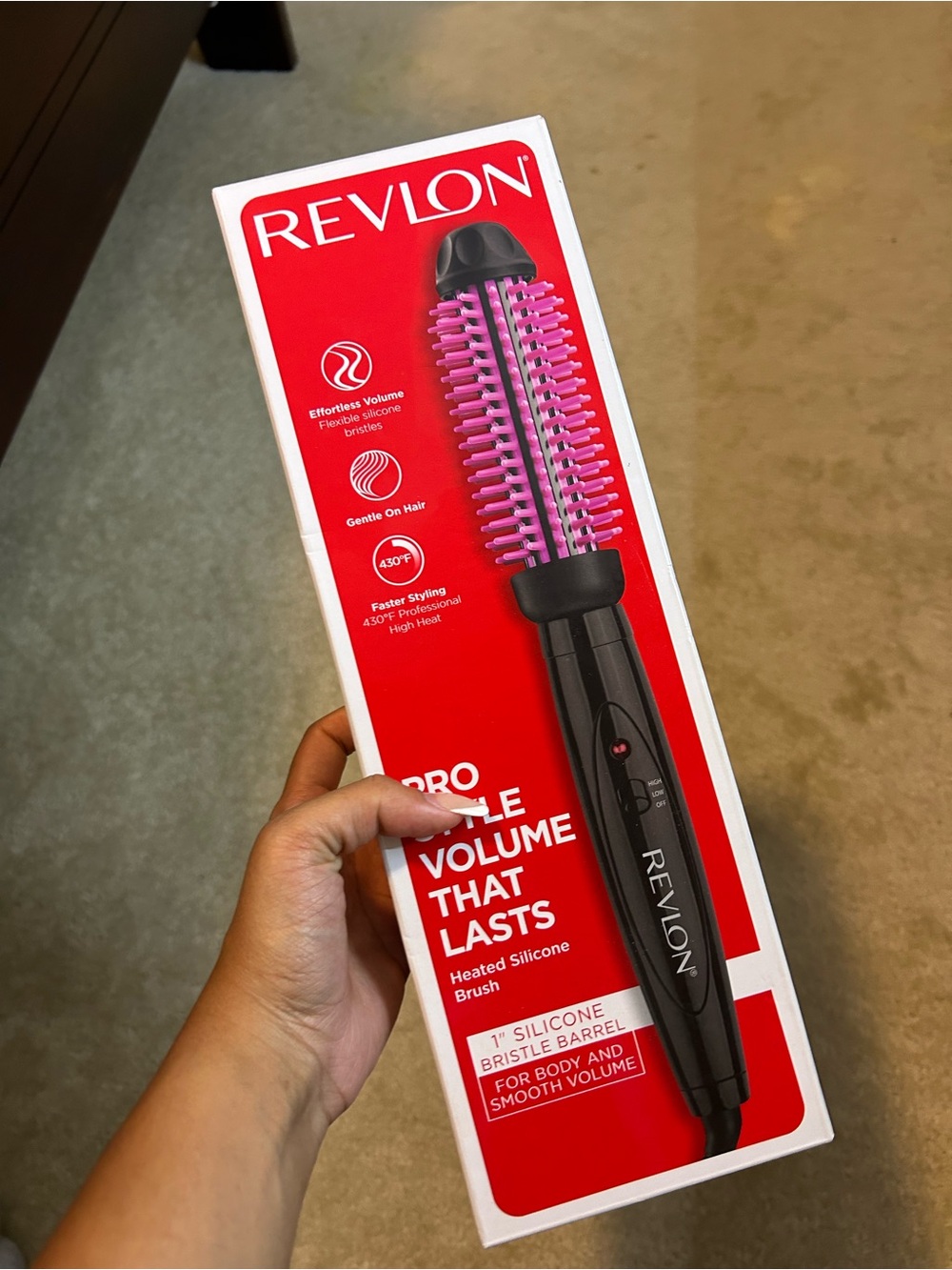 Revlon Black Heated Silicone Brush with Pink Bristles